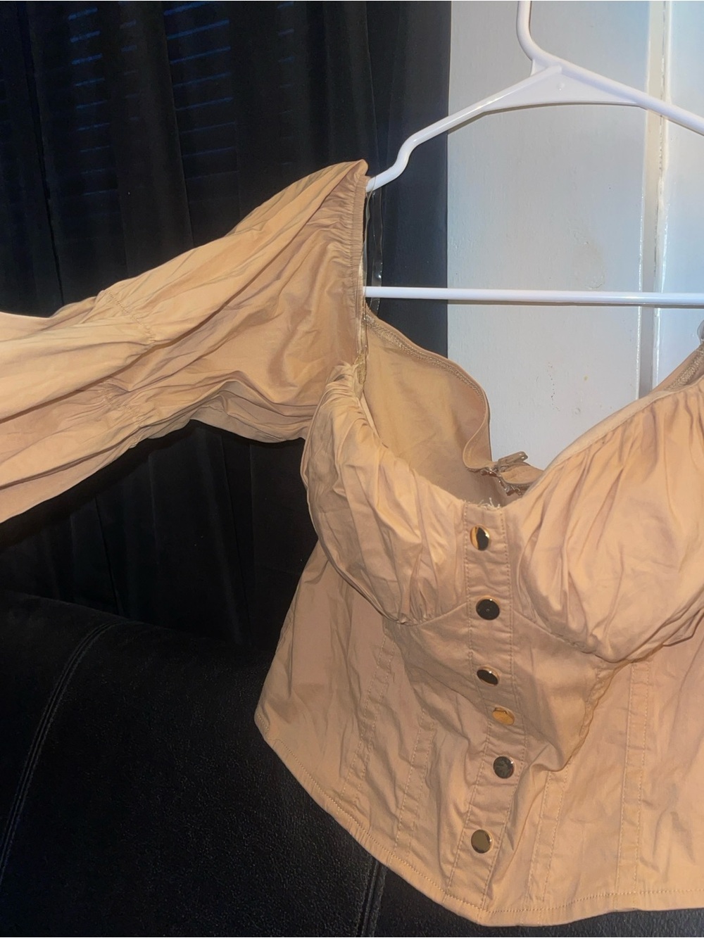 Fashion Nova Khaki Brunch in Calabasas LS Bustier Button-Front Top Size XL NWT - Picture 8 of 11